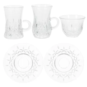 Turkish Coffee Mug Tea Cup Glass Teacup Mugs and Saucer Clear Cups Dinner Plates