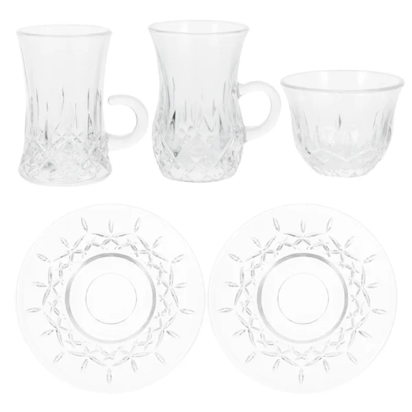 Turkish Coffee Mug Tea Cup Glass Teacup Mugs and Saucer Clear Cups Dinner Plates