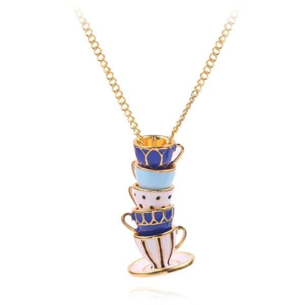 Turkish Copper Mug Enamel Tea Cups Necklace Women's Long Pendant Jewelry Temperament Costume Decoration - Image 6