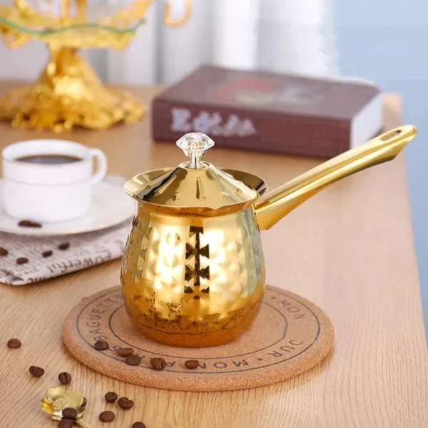 200ML Turkish Coffee Pot With Lid,Stainless Steel Hand Brew Espresso,Hot Oil Sugar Bowl,for Stove Top for Hot Wine Warm Milk Tea - Image 4