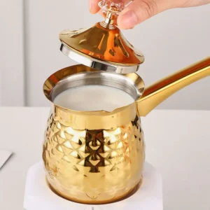 Golden Metal Traditional Turkish Coffee Pot Mocha Cup Vintage Design Cezve Stove Top Milk Warmer Arabic Greek Coffee Maker 400ml