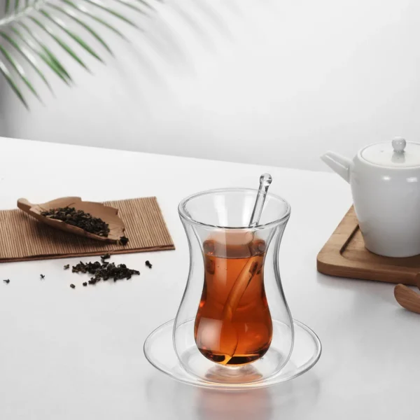 Beauty Black Tea Cup Saucer Teaspoon Sets Turkish Bohea Double Wall Glass Insulated Thermal Cafe ESPRESSO SHOT Coffee Mug Teacup - Image 3