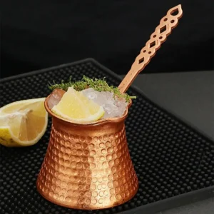 Long Handle Turkish Coffee Pot with Pouring Spout 330ML Copper Milk Butter Warmer Pot Stovetop Chocolate Melting Pan