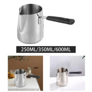 Stainless Steel Turkish Coffee Pot Convenient to Use Leakproof for Warm Tea Hot Chocolate Sauces Gravies Chocolate Melting Pan