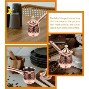 AF95-Turkish Coffee Maker Copper Coffee Tea Maker Milk Warmer Hot Chocolate Maker Butter Melting Pot 600Ml Silver High Guality