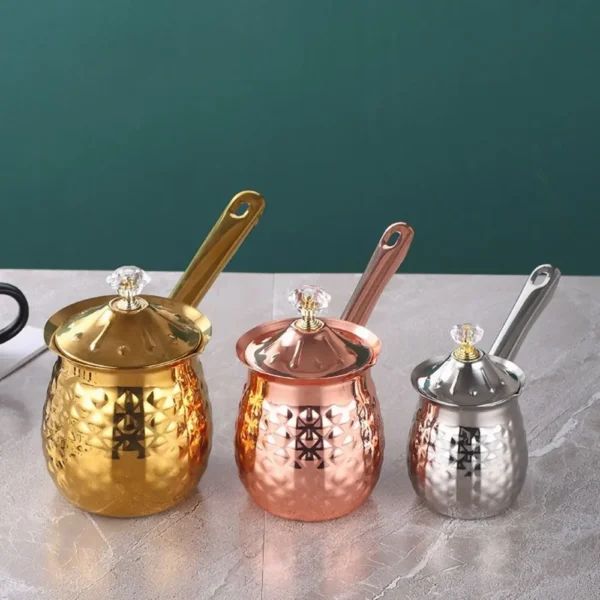 Durable Handcrafted Turkish Coffee Pot Handle Lid Melting Jug Stable Anti-slip Coffee Kettle Stove Top - Image 2