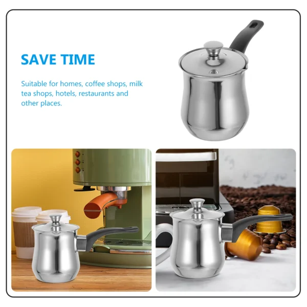 Turkish Coffee Pot Stainless Steel Mini Milk Stove Maker Camping Copper Long Handle Pitcher Glasses 100ml Capacity