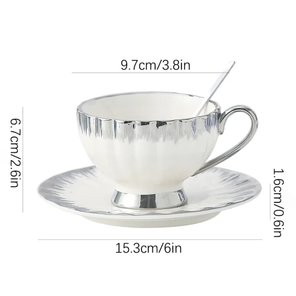 Cappuccino Cups with Saucers Scoop,200ml Porcelain Espresso Cups Set,Ceramic Turkish Coffee Cups,Tea Milk Mug Latte,Mocha,White - Image 6
