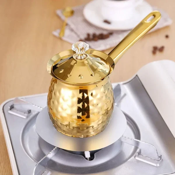200ML Turkish Coffee Pot With Lid,Stainless Steel Hand Brew Espresso,Hot Oil Sugar Bowl,for Stove Top for Hot Wine Warm Milk Tea - Image 2