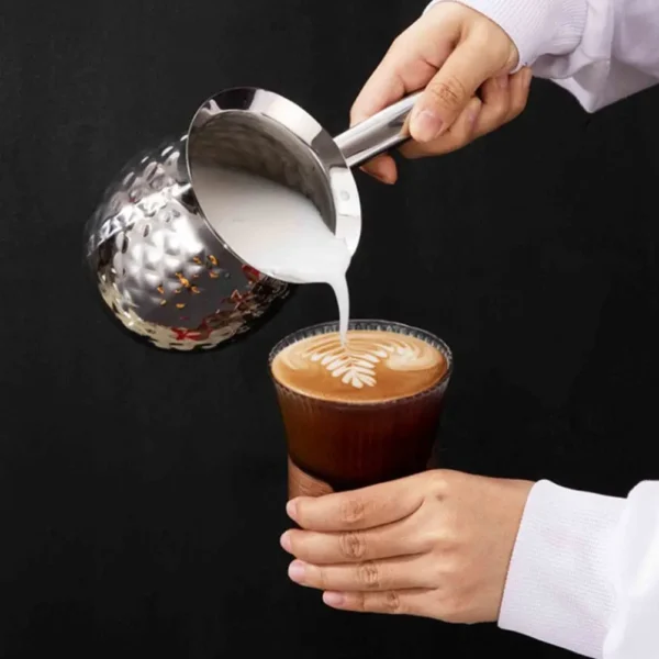 200ML Turkish Coffee Pot With Lid,Stainless Steel Hand Brew Espresso,Hot Oil Sugar Bowl,for Stove Top for Hot Wine Warm Milk Tea - Image 6
