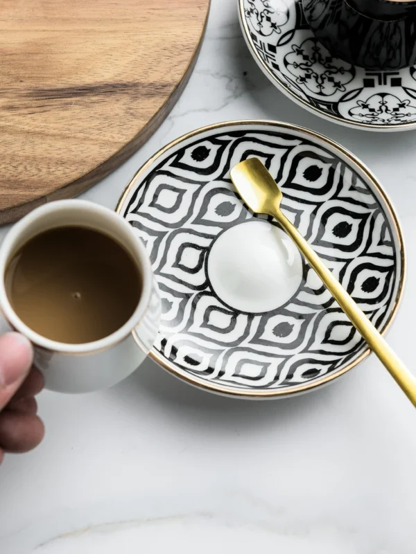 Turkish Espresso Mugs With Saucers Ceramic Cup Set For Black Tea Coffee Kitchen Party Drink Ware Home Decor Creative Gifts - Image 4