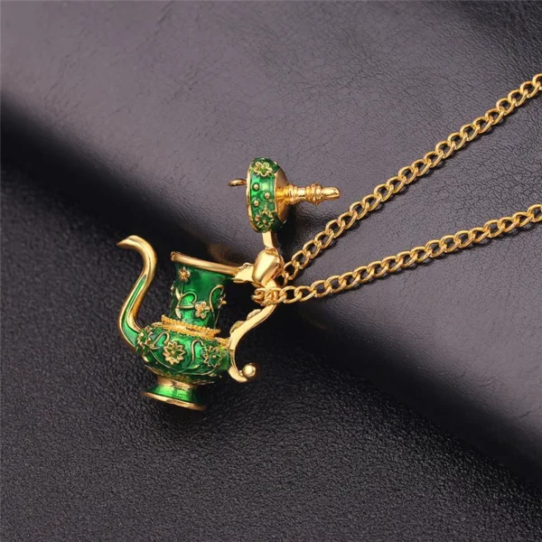 Turkish Copper Mug Enamel Tea Cups Necklace Women's Long Pendant Jewelry Temperament Costume Decoration - Image 4